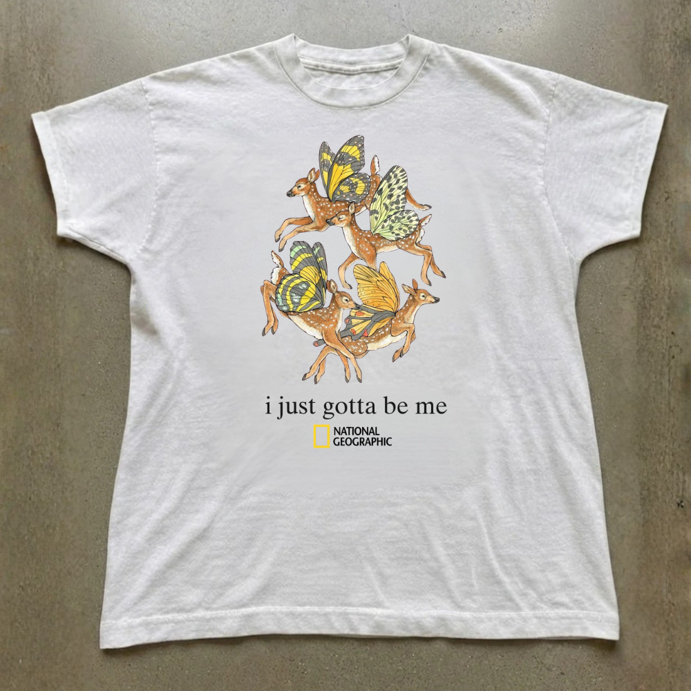 National Geographic I Just Gotta Be Me Deer Butterflies  T-Shirt